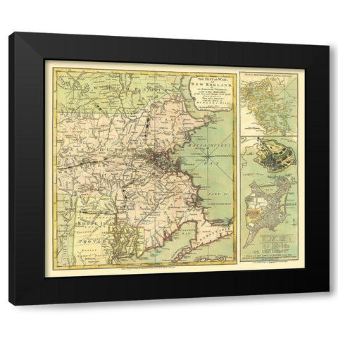 New England Seat of Revolutionary War - 1775 Black Modern Wood Framed Art Print with Double Matting by Sayer