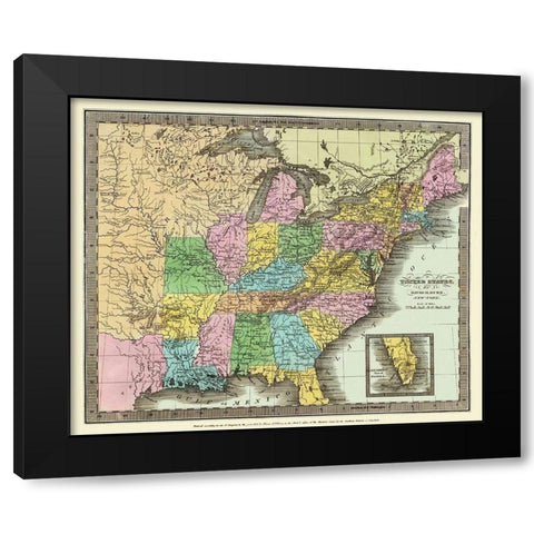 United States - Burr 1833 Black Modern Wood Framed Art Print by Burr