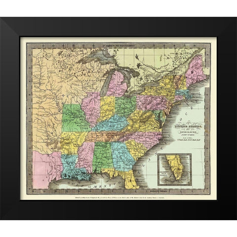 United States - Burr 1833 Black Modern Wood Framed Art Print by Burr