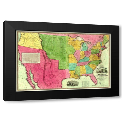 United States, Territories, Districts - Barber Black Modern Wood Framed Art Print by Barber
