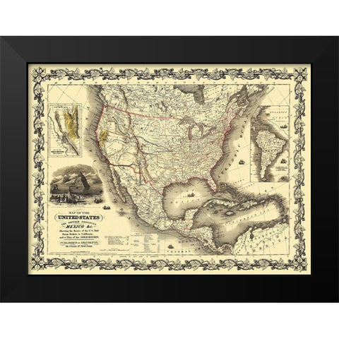 United States, Mexico - Colton 1849 Black Modern Wood Framed Art Print by Colton