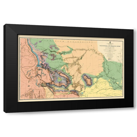 Yellowstone and Missouri River - War Dept 1859 Black Modern Wood Framed Art Print with Double Matting by War Dept
