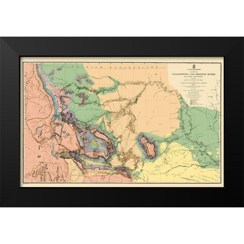 Yellowstone and Missouri River - War Dept 1859 Black Modern Wood Framed Art Print by War Dept