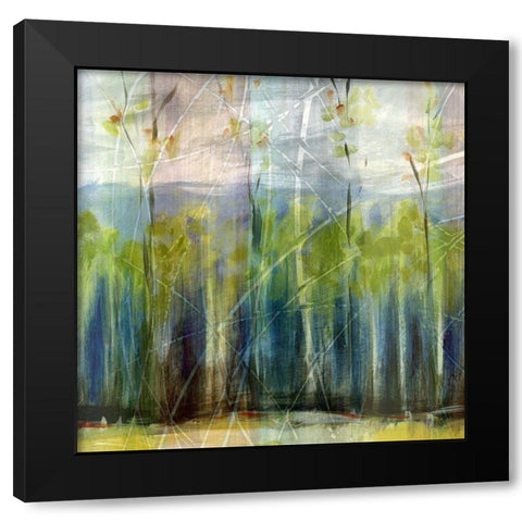 Spring Abstraction Black Modern Wood Framed Art Print with Double Matting by Brey