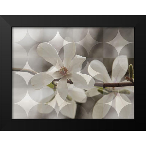 Floral Design Grays Black Modern Wood Framed Art Print by Bartola