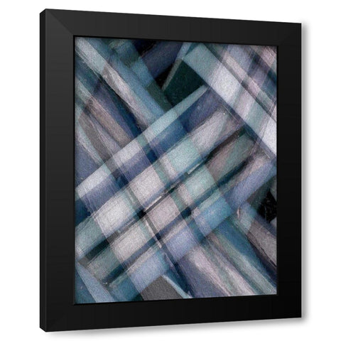 Weave Blue I Black Modern Wood Framed Art Print with Double Matting by Franklin