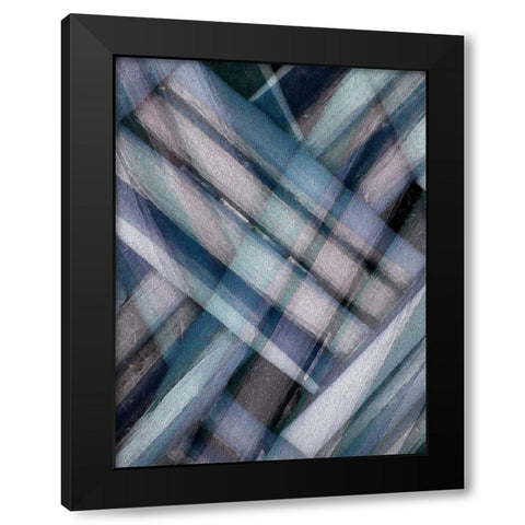 Weave Blue II Black Modern Wood Framed Art Print with Double Matting by Franklin