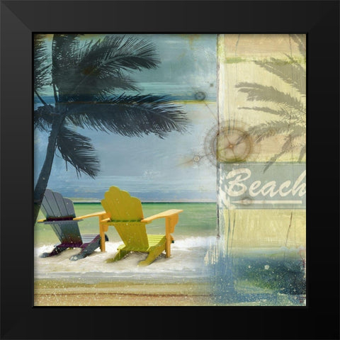 Beach Black Modern Wood Framed Art Print by Franklin