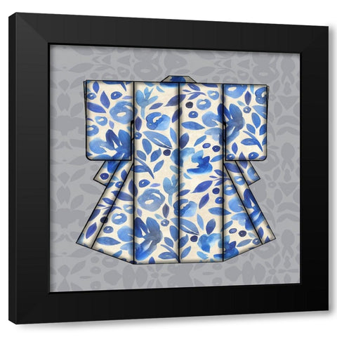 Kimona Blue I Black Modern Wood Framed Art Print by Franklin