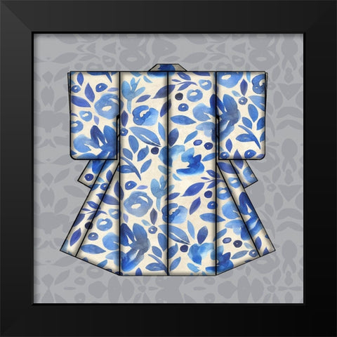 Kimona Blue I Black Modern Wood Framed Art Print by Franklin