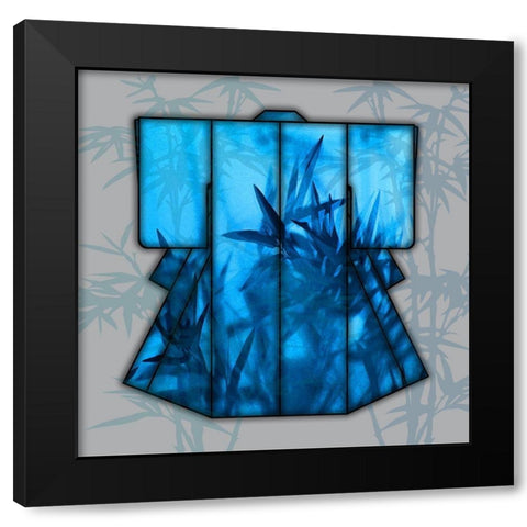 Kimona Blue II Black Modern Wood Framed Art Print with Double Matting by Franklin