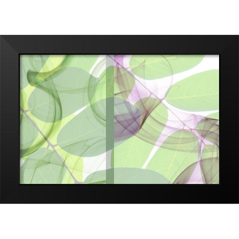 Leaf Swirl Black Modern Wood Framed Art Print by Franklin