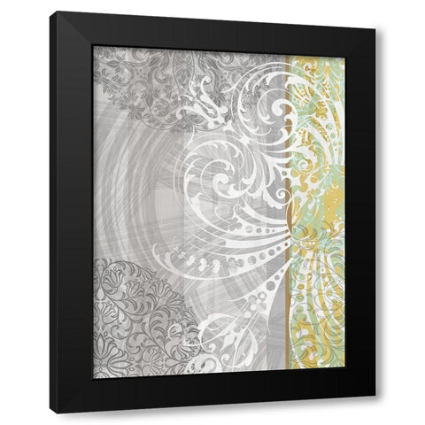 Patterns Saffron II Black Modern Wood Framed Art Print with Double Matting by Franklin
