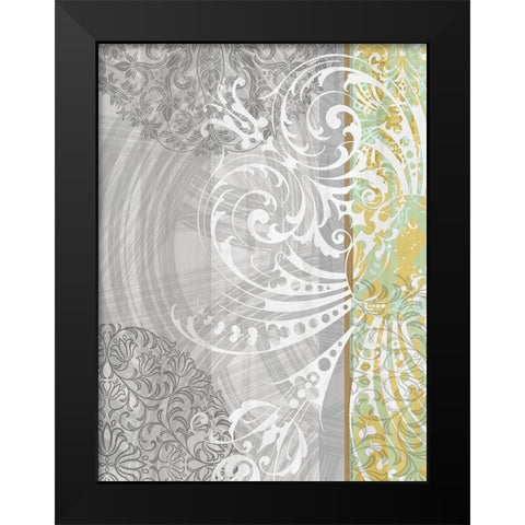 Patterns Saffron II Black Modern Wood Framed Art Print by Franklin