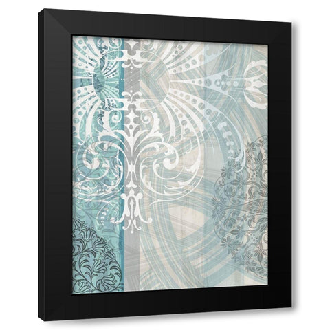 Patterns Teal I Black Modern Wood Framed Art Print with Double Matting by Franklin
