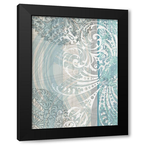 Patterns Teal II Black Modern Wood Framed Art Print with Double Matting by Franklin
