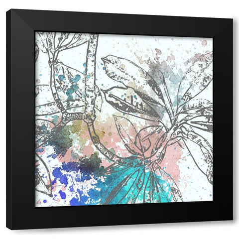 Tree Splatter Blue I Black Modern Wood Framed Art Print with Double Matting by Franklin