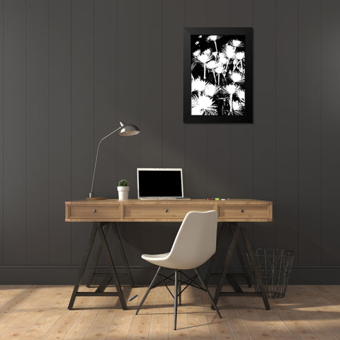 Bloomin Black I Black Modern Wood Framed Art Print by Simons