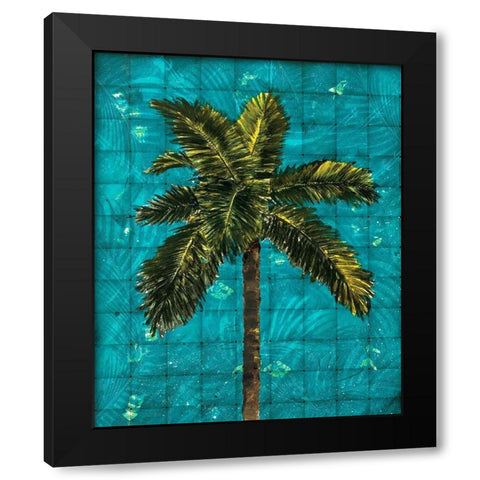 Fiesta Palm Turquoise Black Modern Wood Framed Art Print by Simons
