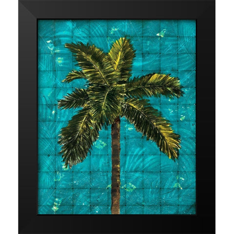Fiesta Palm Turquoise Black Modern Wood Framed Art Print by Simons