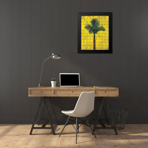 Fiesta Palm Yellow Black Modern Wood Framed Art Print by Simons