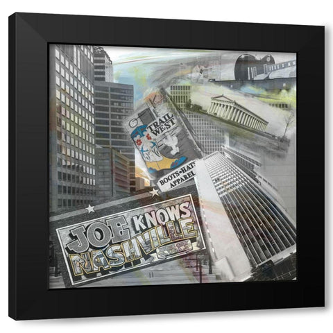 Joe Knows Nashville Black Modern Wood Framed Art Print with Double Matting by Simons