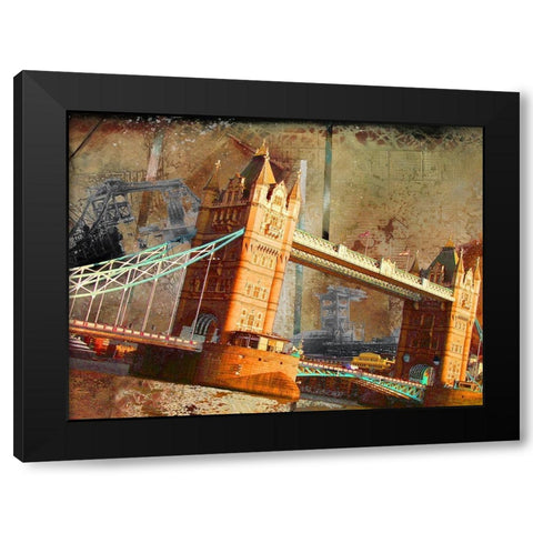 London Bridge Black Modern Wood Framed Art Print by Simons