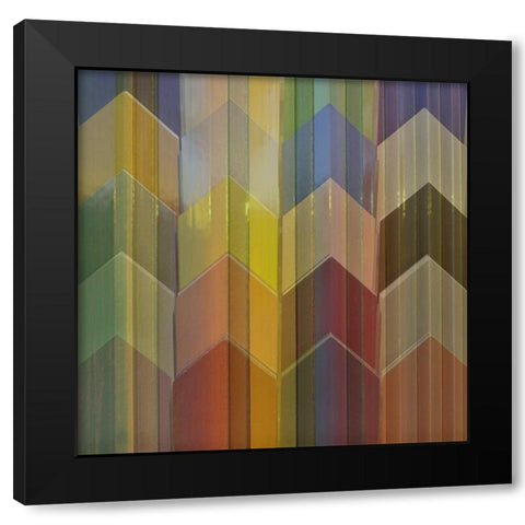 Pickets Multicolor Black Modern Wood Framed Art Print with Double Matting by Simons
