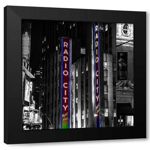 Radio City BnW Color Black Modern Wood Framed Art Print by Simons