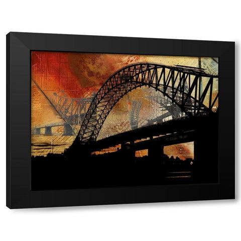 Silver Jubilee Bridge Black Modern Wood Framed Art Print by Simons