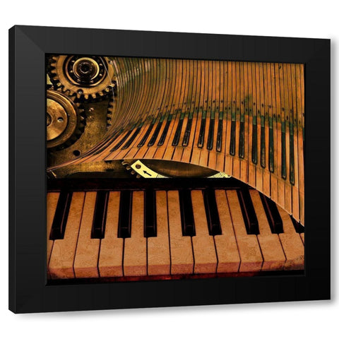 Teclado Black Modern Wood Framed Art Print by Simons