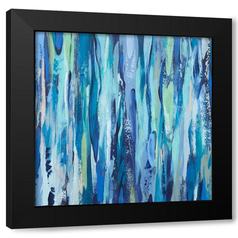 Abstract Blue Ribbon Black Modern Wood Framed Art Print with Double Matting by Hinz