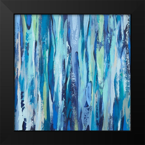 Abstract Blue Ribbon Black Modern Wood Framed Art Print by Hinz