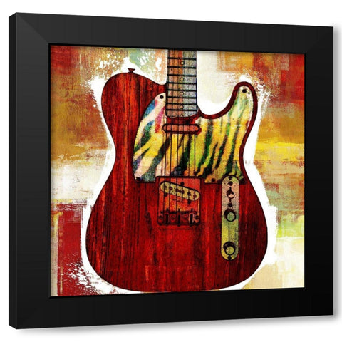 Grunge Guitar III Black Modern Wood Framed Art Print with Double Matting by Johnson