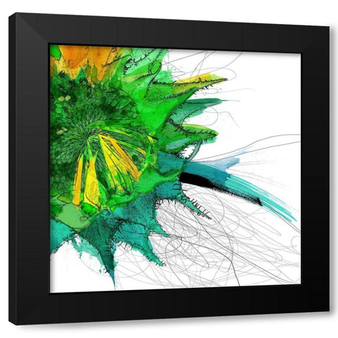 Sunflower Right Black Modern Wood Framed Art Print by Johnson