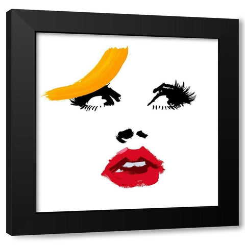 Face Black Modern Wood Framed Art Print by Johnson