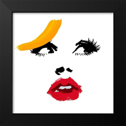 Face Black Modern Wood Framed Art Print by Johnson