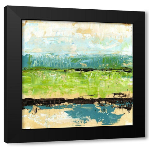 Greenscape II Black Modern Wood Framed Art Print with Double Matting by King