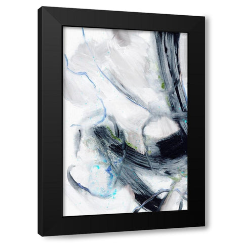 Swash Blue II Black Modern Wood Framed Art Print with Double Matting by King
