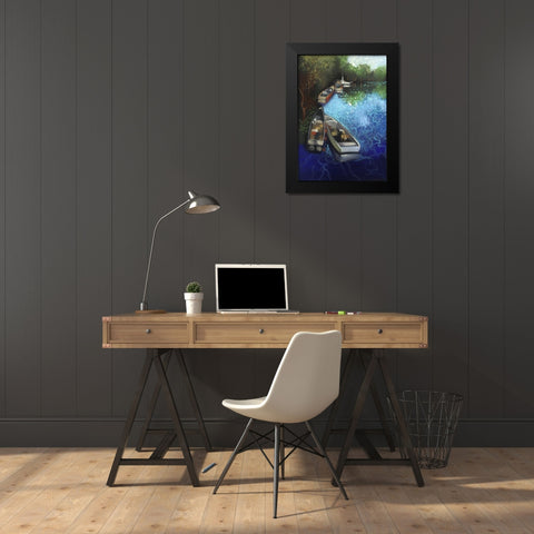 Electric Blue I Black Modern Wood Framed Art Print by Ricci