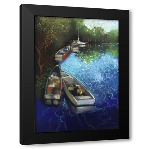 Electric Blue I Black Modern Wood Framed Art Print with Double Matting by Ricci
