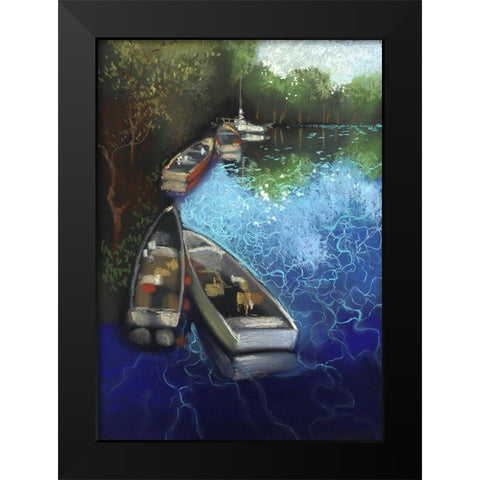 Electric Blue I Black Modern Wood Framed Art Print by Ricci