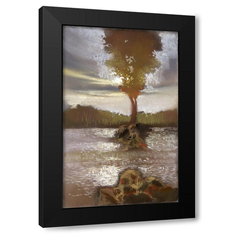 Ripple Effect II Black Modern Wood Framed Art Print with Double Matting by Ricci