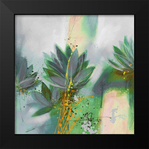 Water Lily Fusion Black Modern Wood Framed Art Print by Scott
