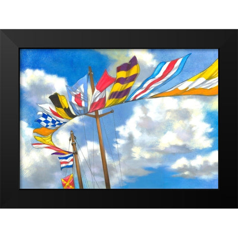 Yacht Flags  Black Modern Wood Framed Art Print by Scott
