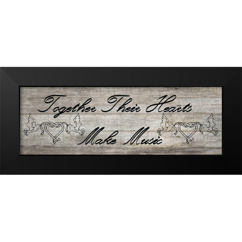 Musical Hearts Black Modern Wood Framed Art Print by Phillip, Jamie