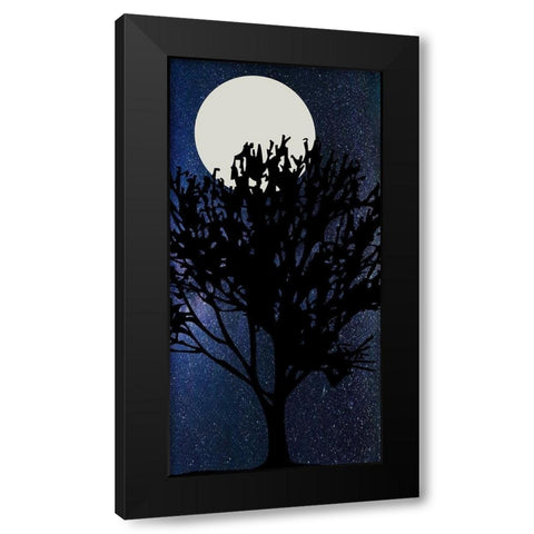 Night Moon Black Modern Wood Framed Art Print by Phillip, Jamie
