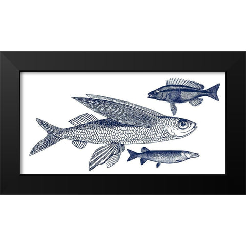 Blue Fish Black Modern Wood Framed Art Print by Phillip, Jamie