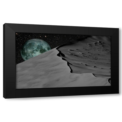Space Moon Black Modern Wood Framed Art Print with Double Matting by Phillip, Jamie