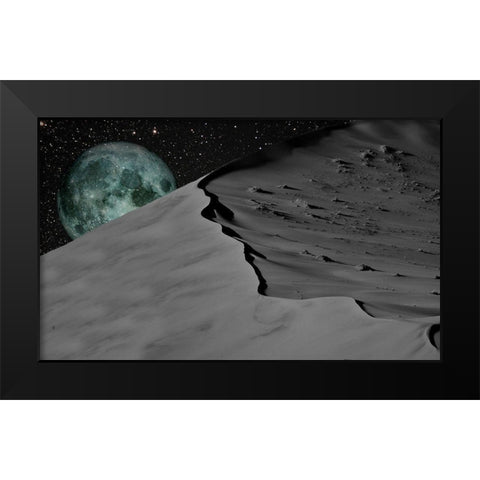 Space Moon Black Modern Wood Framed Art Print by Phillip, Jamie